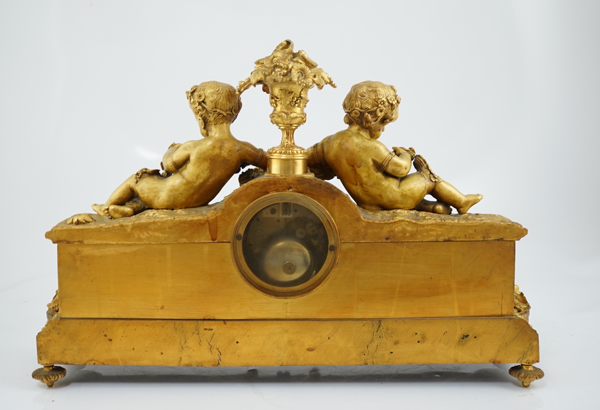 A 19th century French ormolu and Sevres style porcelain mantel clock